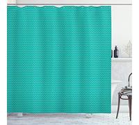 ABAKUHAUS Aqua Chevron Tenda da Doccia, Zig-Zag Linea, Tessuto Set di Decorazioni per Il Bagno con Ganci, per la Vasca da Bagno, 175 cm x 200 cm, Scuro Seafoam Turchese