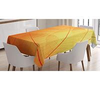 ABAKUHAUS Arancia Tovaglia, Autunno Natura Foglie secche, Rettangolare per Sala da Pranzo e Cucina, 140 cm x 200 cm, Arancione Giallo