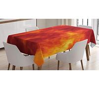 ABAKUHAUS Arancia Tovaglia, Fuoco e Fiamme Design, Rettangolare per Sala da Pranzo e Cucina, 140 cm x 170 cm, Arancione Giallo