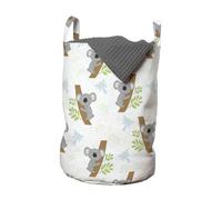 ABAKUHAUS Asilo Borsa per il bucato, Divertente Childish Koala, Cestino con manici Chiusura a cordoncino per lavanderia, 2er Pack - 33 x 50 cm, Marrone Chiaro Grigio
