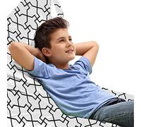 ABAKUHAUS Astratto Sedia per Custodia per Giocattoli, Semplicistiche geometriche Lines, Conservazione di Animali Imbalsamati ad alta Capacità, Charcoal Grey and White