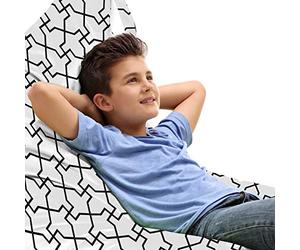 ABAKUHAUS Astratto Sedia per Custodia per Giocattoli, Semplicistiche geometriche Lines, Conservazione di Animali Imbalsamati ad alta Capacità, Charcoal Grey and White