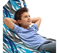 ABAKUHAUS Astratto Sedia per Custodia per Giocattoli, Stripes Arte Moderna, Conservazione di Animali Imbalsamati ad alta Capacità, Grigio Blu Bianco