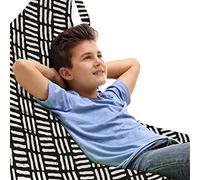 ABAKUHAUS Astratto Sedia per Custodia per Giocattoli, Stripes Style Arte Moderna, Conservazione di Animali Imbalsamati ad alta Capacità, Bianco e nero