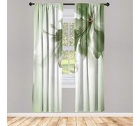 ABAKUHAUS Astratto Tenda in Microfibra, Sfumatura di Colore Effetto Isolato Fiore Petalo Stelo Forms Digital Art, Pannelli Set di 2 per Trattamenti Finestra, 150 cm x 175 cm, Verde Salvia