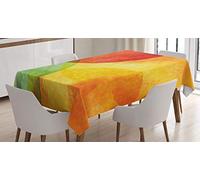 ABAKUHAUS Astratto Tovaglia, Acquerello Arte Moderna, Rettangolare per Sala da Pranzo e Cucina, 140 x 170 cm, Verde Lime Arancione Giallo