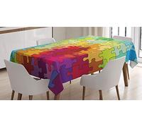ABAKUHAUS Astratto Tovaglia, Pezzi Colorati di Puzzle Frattale Bambini Hobby Attivita' Tempo Libero Giocattoli, Impermeabile Lavabile con i Colori Chiari Non sbiadisce, 140 x 200 cm, Multicolore