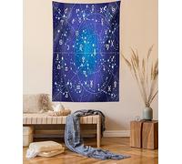 ABAKUHAUS Astrologia Arazzo, Costellazione Zodiacale, Tessuto Parete Appeso Decorazione per Camera da Letto, Soggiorno, dormitorio, 150 x 110 cm, Blu Scuro