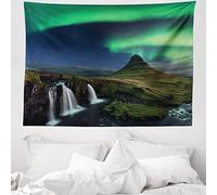 ABAKUHAUS Aurora boreale Arazzo, Cascata Notte, Tessuto parete appeso decorazione per camera da letto, soggiorno, dormitorio, 150 x 110 cm, Verde Polare Blu