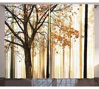 ABAKUHAUS Autunno Tenda, Disegno Dell'Albero Solitario con Le Foglie Gialle con Lo Sfondo Astratto Foresta, Salotto Camera da Letto Tende per Finestra Due Pannelli Set, 280 x 245 cm, Multicolore