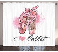 ABAKUHAUS Ballerina Tende, Io Amo Il Tipografia Ballet, Casa Arredamento Elemento Distintivo Due Pannelli Set, 280 x 260 cm, Rosa Grigio