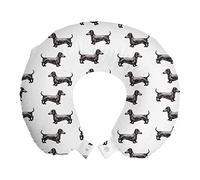 ABAKUHAUS Bassotto Cuscino da Viaggio, Cani Linee modello, Accessorio in Schiuma di Memoria per Viaggio, perfetto per Auto Aereo Ufficio e Domestico, 30x30 cm, Tortora Scuro Grigio Bianco