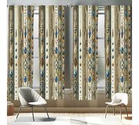 ABAKUHAUS Bohémien Tenda a Pannello Set di 2, Gemme dell'oceano profondo sud-ovest, Trattamento della Finestra per Stanza e Camera da Letto, 4 Stück 75 cm x 245 cm, Marrone Tan Blu Mare