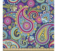 ABAKUHAUS cachemire come Tessuto a Metraggio, Bohem etnico colorato, splendidamente per tappezzeria e Accessori Per La Casa, 1m (148 * 100cm),Viola Blu Multicolore