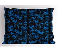 ABAKUHAUS Camuffare Federe Cuscini Stampata, Scuro Toni Nascondere, Decorativo e Dimensioni Standard, 90 cm x 50 cm, Nero Blue Army Verde