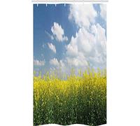 ABAKUHAUS Casa in campagna Tenda da Doccia, Campo di colza in Germania, Tessuto Set di Decorazioni per il Bagno con Ganci, per la vasca da bagno, 120 x 180 cm, Giallo Verde Blu
