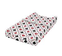 ABAKUHAUS Casinò Fodera per Fasciatoio, Tourist Card Poker, Fodera Morbida per Fasciatoio per Pannolini con Fori Fibbia di Sicurezza, rosso nero