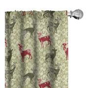 ABAKUHAUS Cervo Tenda a Pannello Set di 2, damasco, Trattamento della Finestra per Stanza e Camera da Letto, 150 cm x 225 cm, Olive Green Pale Green