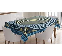 ABAKUHAUS Chiave Greca Tovaglia, Labirinto, Rettangolare per Sala da Pranzo e Cucina, 140 cm x 200 cm, Pale Blue Yellow