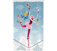 ABAKUHAUS Circo Tenda da Doccia, Juggler donna Trapeze, Tessuto Set di Decorazioni per il Bagno con Ganci, per la vasca da bagno, 120 x 180 cm, Multicolore