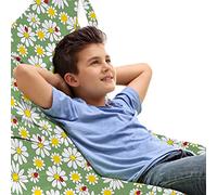 ABAKUHAUS Coccinella Sedia per Custodia per Giocattoli, Daisy Floral Garden, Conservazione di Animali Imbalsamati ad alta Capacità, Felce Verde Giallo Bianco