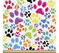 ABAKUHAUS colorato come Tessuto a Metraggio, tracce di zampa di Cane Cartone Animato, decorativo di alta qualità tappezzeria Per La Casa, 2m (148 * 200cm),Viola Blu Verde
