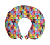 ABAKUHAUS Colorato Cuscino da Viaggio, Gummy Bears bambini Tile, Accessorio in Schiuma di Memoria per Viaggio, 30 cm x 30 cm, Multicolore