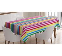 ABAKUHAUS Colorato Tovaglia, Strisce Verticali Stampa, Rettangolare per Sala da Pranzo e Cucina, 140 cm x 200 cm, Multicolore