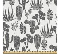 ABAKUHAUS di cactus come Tessuto a Metraggio, collezione di piante di cactus, splendidamente per tappezzeria e Accessori Per La Casa, 1m (148 * 100cm),Grigio Avorio