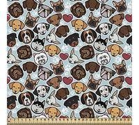 ABAKUHAUS Dog Lovers come Tessuto a Metraggio, cane allevamento amore, splendidamente per tappezzeria e Accessori Per La Casa, 1m (148 * 100cm),Azzurro Marrone