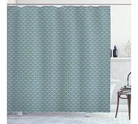 ABAKUHAUS Dusty Blu Tenda da Doccia, Orient e fiorente, Tessuto Set di Decorazioni per Il Bagno con Ganci, per la Vasca da Bagno, 175 cm x 180 cm, Blu Grigio Teal