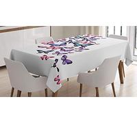 ABAKUHAUS Farfalle Tovaglia, ali Femminile, Tovaglia Circolare per Sala da Pranzo o Cucina, 140 x 170 cm, Viola Rosa Blu