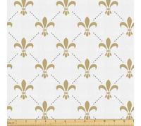 ABAKUHAUS fiore come Tessuto a Metraggio, Stile Vintage Gigli, di alta qualità decorativo tappezzeria casa, 2m (148 * 200cm),Giallo Bianco