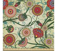 ABAKUHAUS fiori come Tessuto a Metraggio, ispirazioni orientali, splendidamente per tappezzeria e Accessori Per La Casa, 1m (148 * 100cm),Verde Acqua pallido rosso