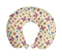 ABAKUHAUS Fiori Cuscino da Viaggio, Estratto variopinto Flora, Accessorio in Schiuma di Memoria per Viaggio, 30 cm x 30 cm, Multicolore