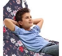ABAKUHAUS Floreale Sedia per Custodia per Giocattoli, Bouquet di fiori stile vintage, Conservazione di Animali Imbalsamati ad alta Capacità, Dark Indigo e multicolore