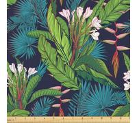 ABAKUHAUS foglia come Tessuto a Metraggio, modello giungla tropicale, a trama fitta per cucire tappezzeria Accessori Per La Casa, 3m (148h300cm), cadetto Blu Verde