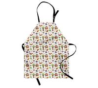 ABAKUHAUS Foresta Grembiule, Doodle Woodland Animals, Comodo per la Cucina Unisex con Collo Regolabile per Cucinare Cuocere Arrostire e Giardinaggio, Marrone Verde