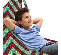 ABAKUHAUS Geometrico Sedia per Custodia per Giocattoli, 50s Retro Pop Art, Conservazione di Animali Imbalsamati ad alta Capacità, Maroon Sea Green