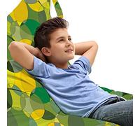 ABAKUHAUS Geometrico Sedia per Custodia per Giocattoli, Circles naturale moderni, Conservazione di Animali Imbalsamati ad alta Capacità, verde senape