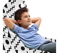 ABAKUHAUS Geometrico Sedia per Custodia per Giocattoli, Moderna motivi geometrici, Conservazione di Animali Imbalsamati ad alta Capacità, Charcoal Grey Bianco