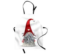 ABAKUHAUS gnomo Grembiule, Folklore Creatura Finlandese, Comodo per la Cucina, Unisex con Collo Regolabile per Cucinare, 67 cm x 80 cm, Rubino Grigio Chiaro