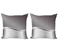 ABAKUHAUS Grigio Federe Cuscini Set di 2, Industriale griglia Motif, Stampa Digitale Fronte-Retro con Accento Moderno, 60 cm x 60 cm, Grigio Antracite