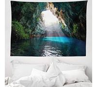 ABAKUHAUS Grotta Arazzo, Lago di Melissani Cefalonia, Decorazione murale in tessuto per camera da letto, 150 x 110 cm, Blu oceano