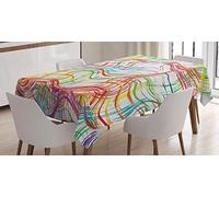 ABAKUHAUS Grunge Tovaglia, Strisce Colorate Ondulate, Rettangolare per Sala da Pranzo e Cucina, 140 cm x 240 cm, Multicolore