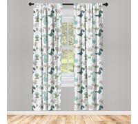 ABAKUHAUS Infantile Tenda a Pannello Set di 2, Smiling baby dinosauri, Trattamento della Finestra per Stanza e Camera da Letto, 2 Stück 75 cm x 245 cm, Bianco Seafoam grigio tenue