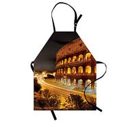ABAKUHAUS Italia Grembiule, Colosseo di notte a Roma, Comodo per la Cucina, Unisex con Collo Regolabile per Cucinare, 67 cm x 80 cm, Ambra Marigold Nero