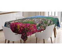 ABAKUHAUS Italia Tovaglia, Positano Amalfi Napoli, Rettangolare per Sala da Pranzo e Cucina, 140 cm x 200 cm, Rosa Verde Blu