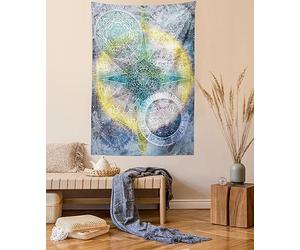 ABAKUHAUS Mandala Arazzo, Geometria Element, Tessuto Parete Appeso Decorazione per Camera da Letto, Soggiorno, dormitorio, 150 x 110 cm, Verde Giada