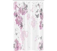ABAKUHAUS Mandorlo in Fiore Tenda da Doccia Stalla Primavera Motivi profilare, Set per Il Bagno in Tessuto con Ganci, 120 cm x 180 cm, Rosa e Nero